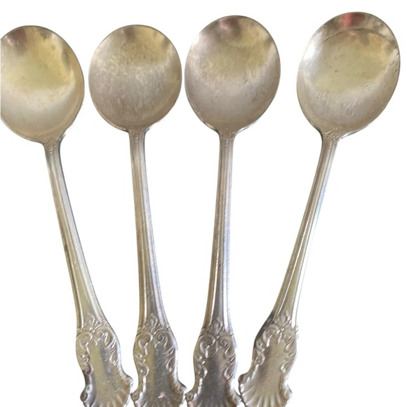 Vintage 4 National Silver Guildcraft Concerto 1944 MCM Regency Soup Spoon Set - Picture 2 of 13